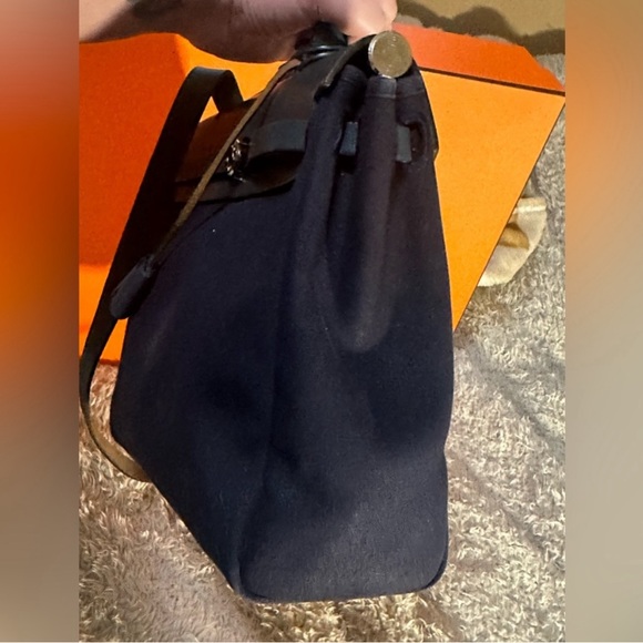 Hermes Vintage Navy Blue Canvas and Leather Herbag circa 1999 PM authenticated - Picture 3 of 10